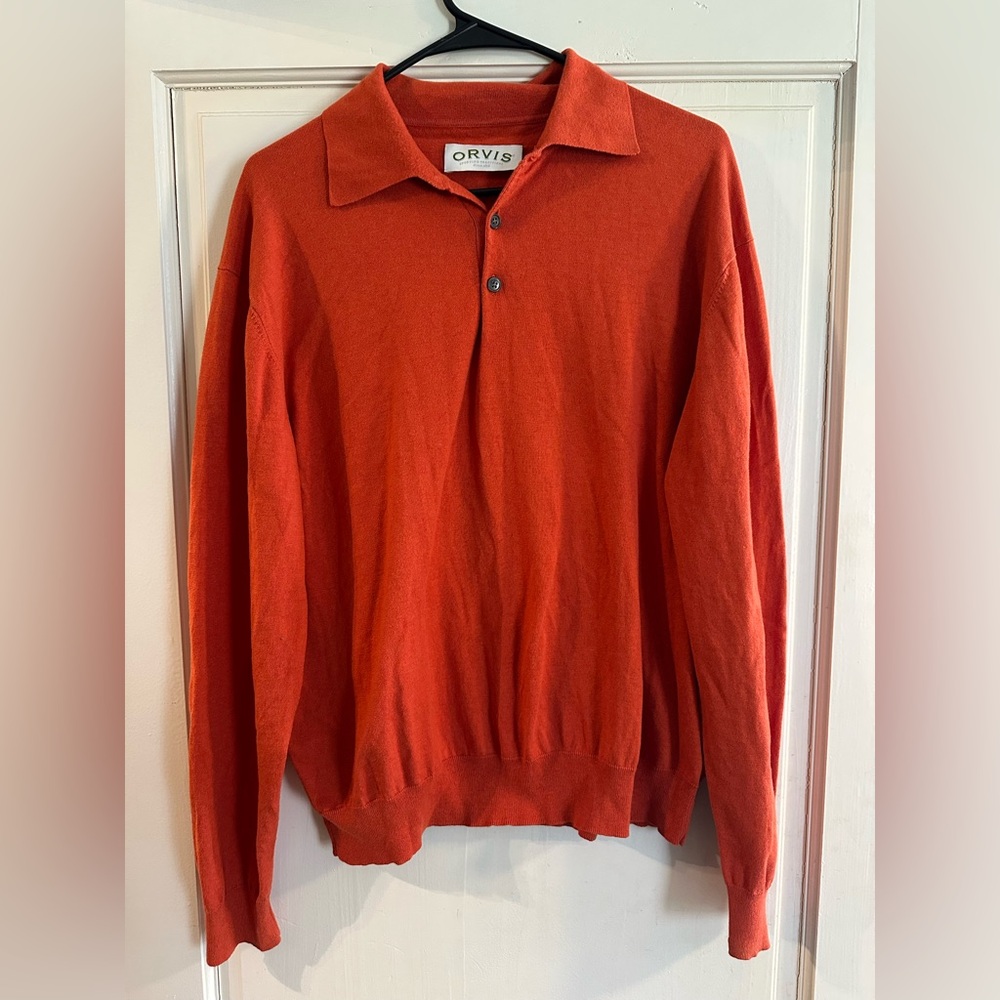 Orvis Men's Orange Crewneck Sweater
